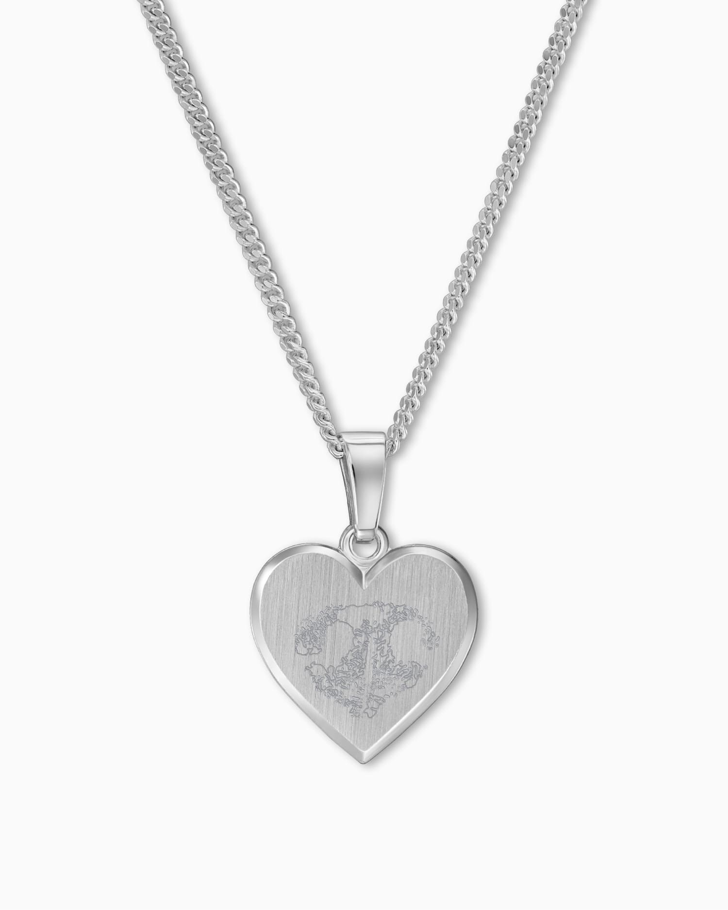 Neus print hart ketting graveerplaatje hanger 12mm