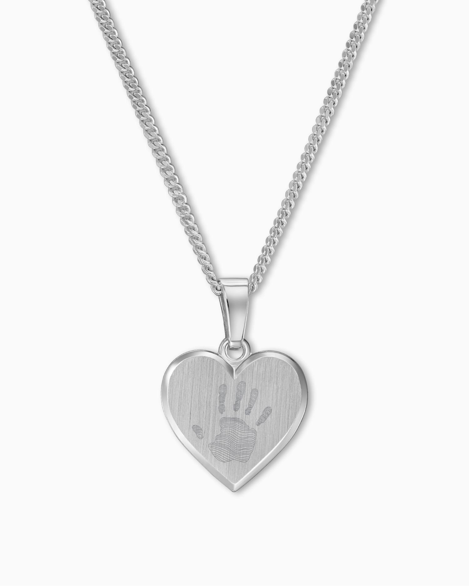 Handafdruk hart ketting graveerplaatje hanger 12mm