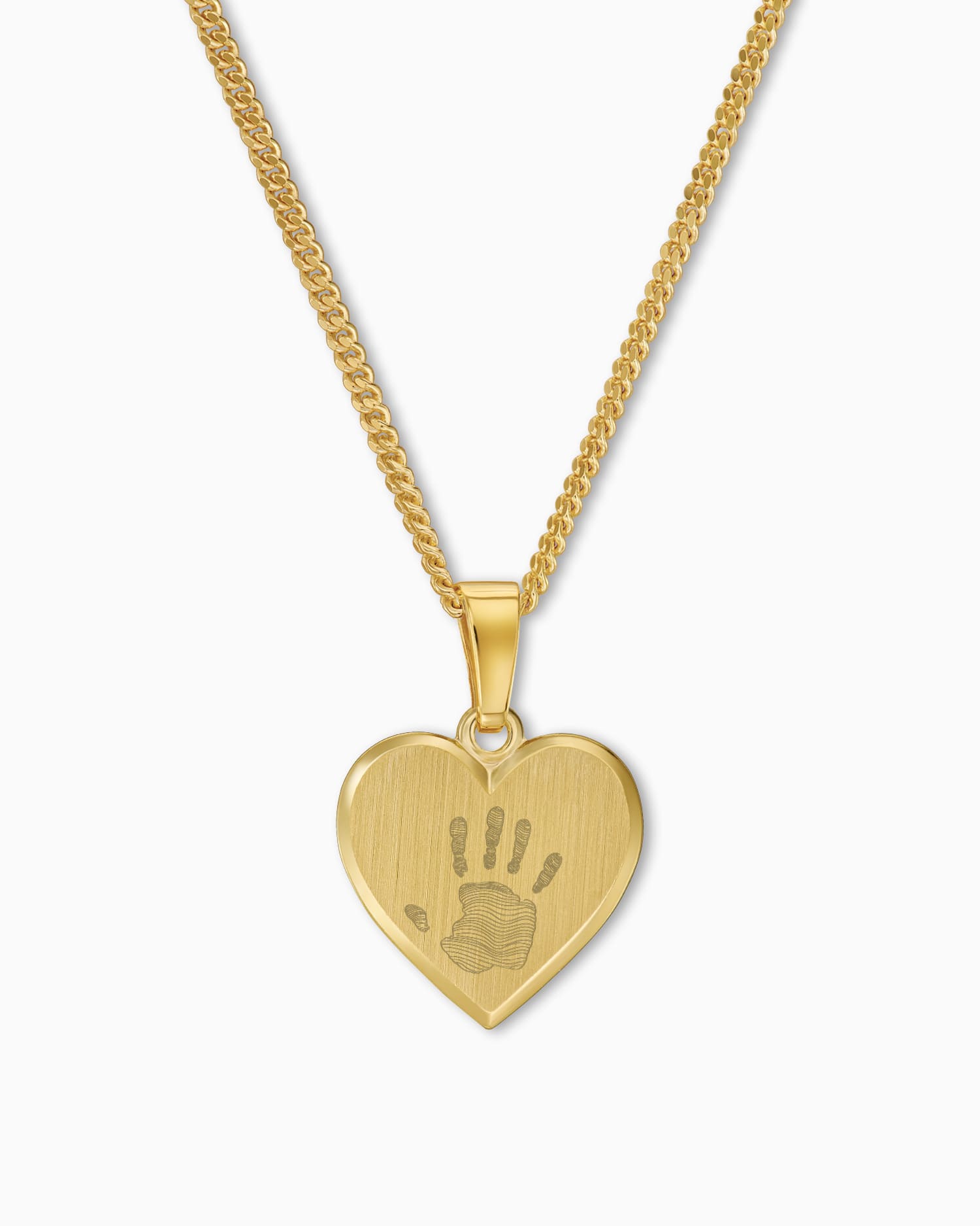 Handafdruk hart ketting graveerplaatje hanger 12mm