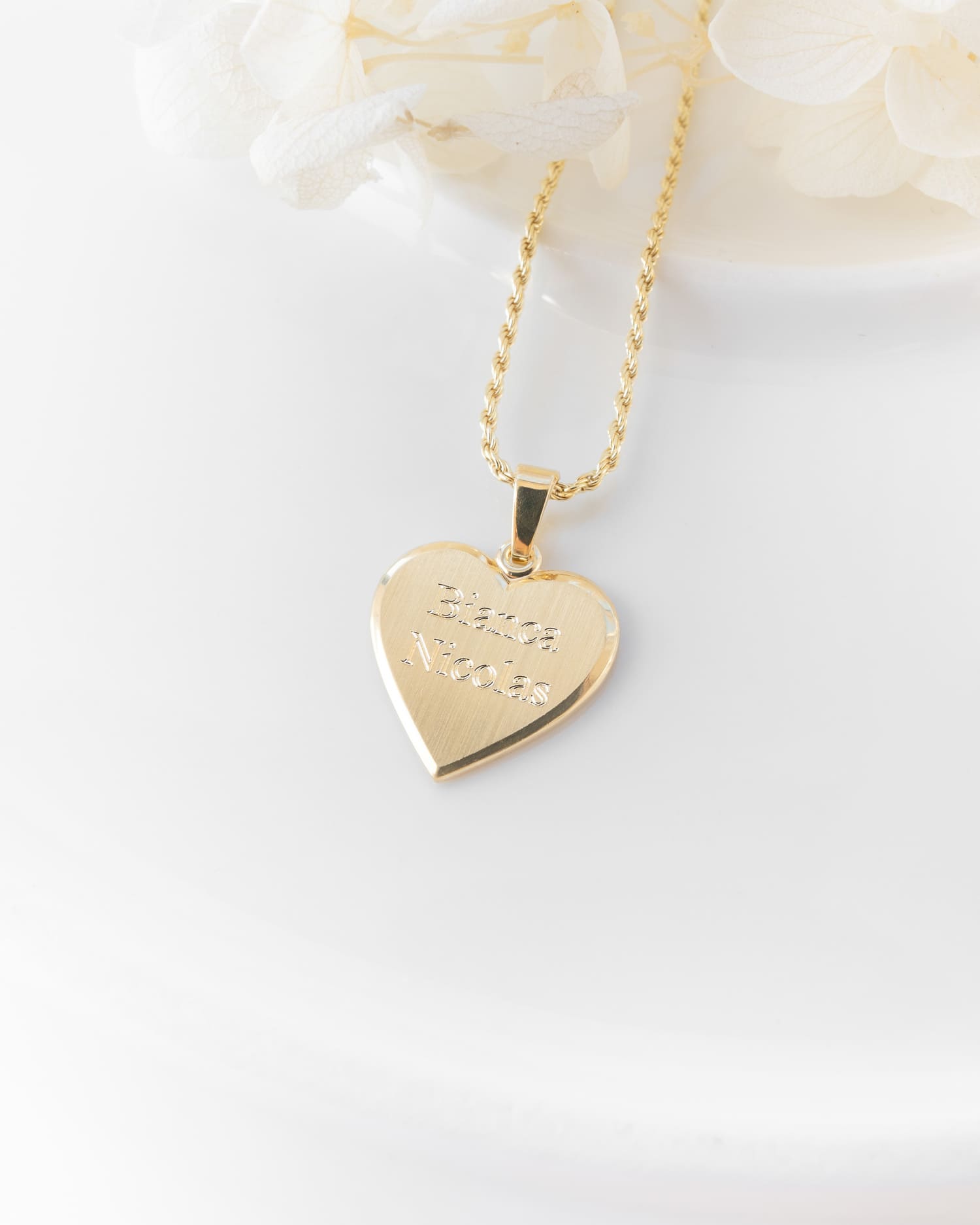 Hart ketting graveerplaatje hanger 12mm