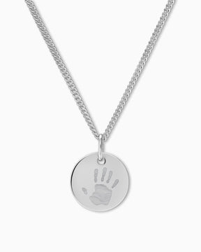 Handafdruk graveerplaatje halsketting hanger rond 12mm