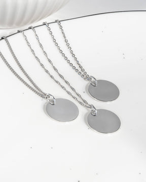 Graveerplaatjes halsketting hanger rond 14mm