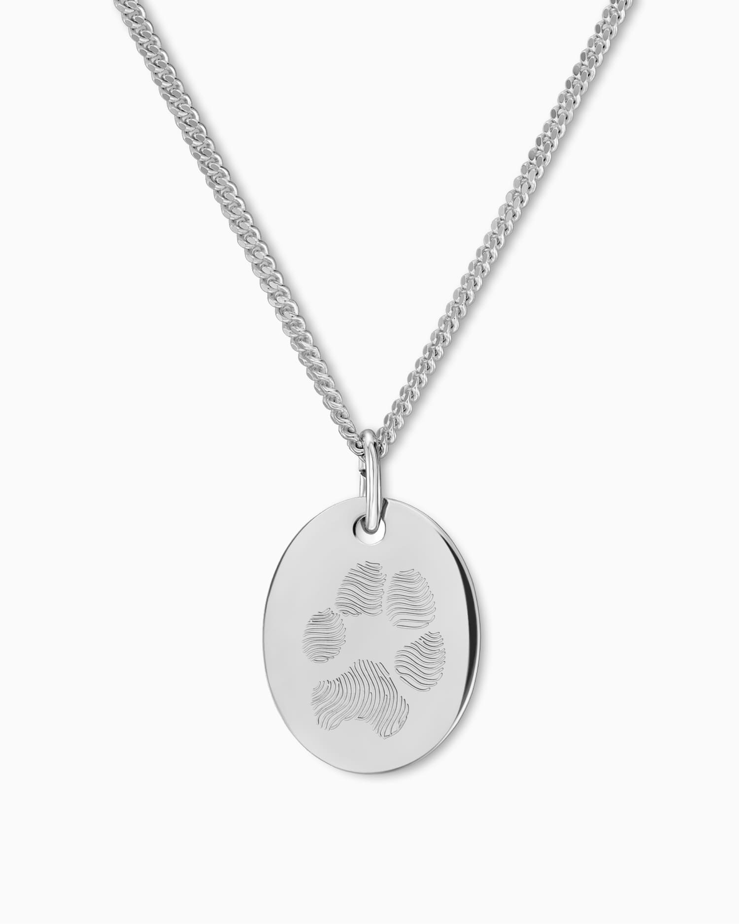 Paw print graveerplaatjes halsketting hanger ovaal