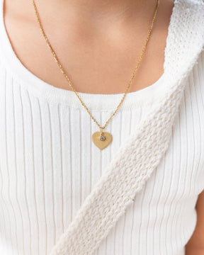 Hart ketting graveerplaatje hanger zirkonia