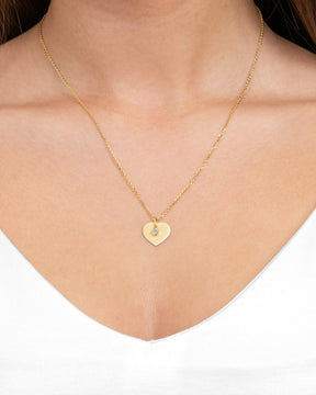 Hart ketting graveerplaatje hanger zirkonia
