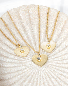 Hart ketting graveerplaatje hanger zirkonia