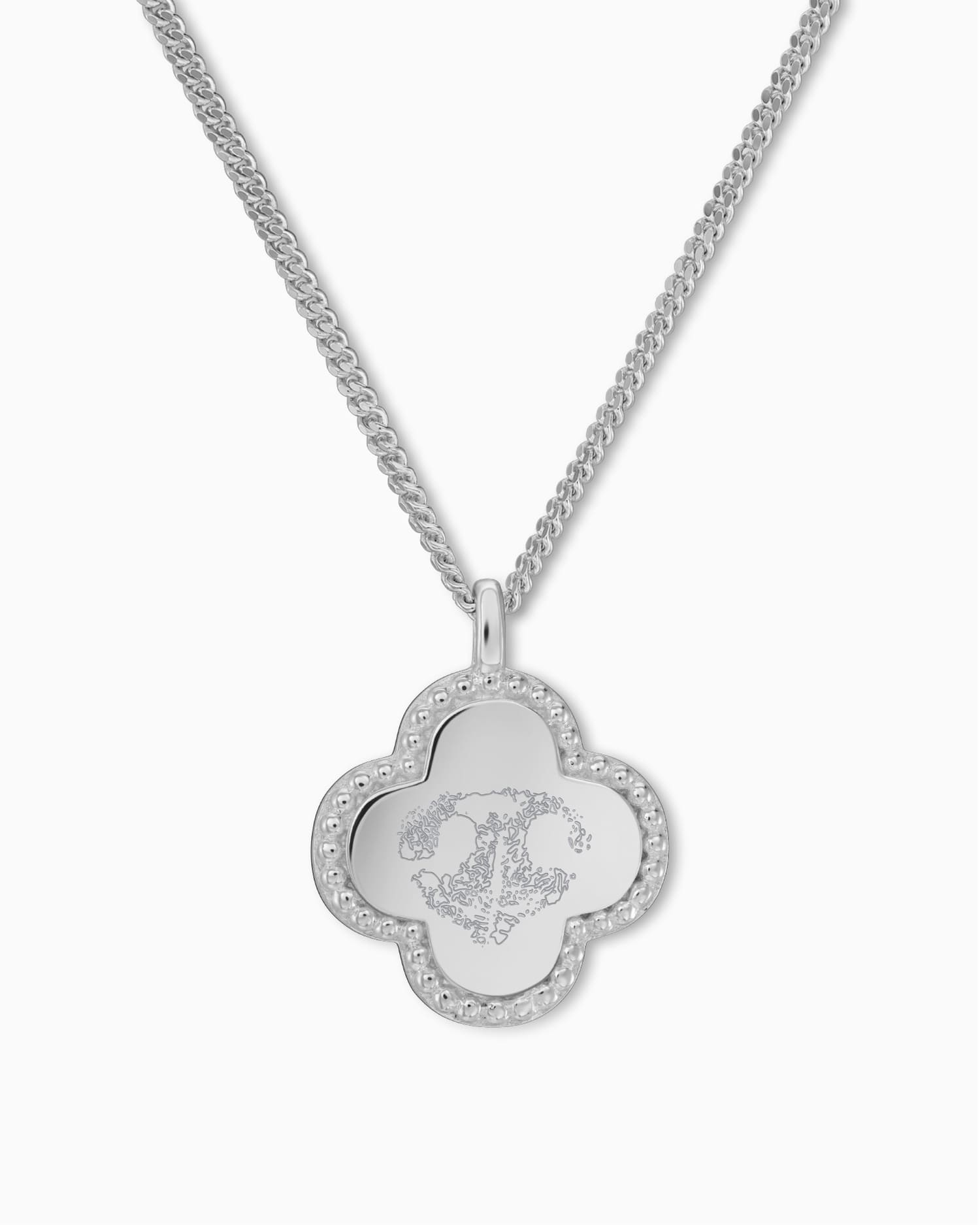 Neusafdruk klaverblad ketting graveerplaatje