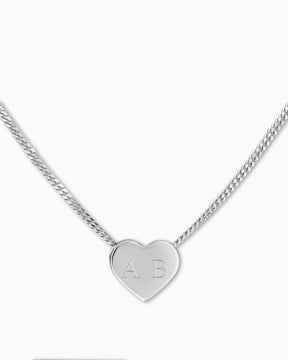Initialen hart ketting graveerplaatje hanger