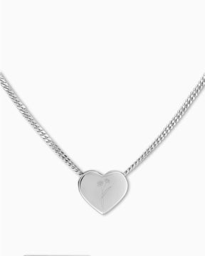 Geboorte bloem hart ketting graveren plaat hanger