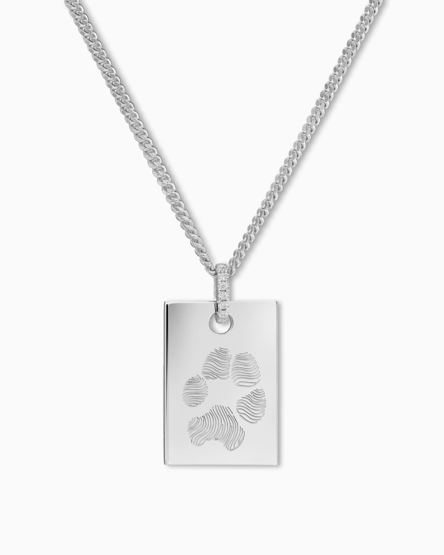 Paw print graveerplaten halsketting hanger zirkonia vierkant