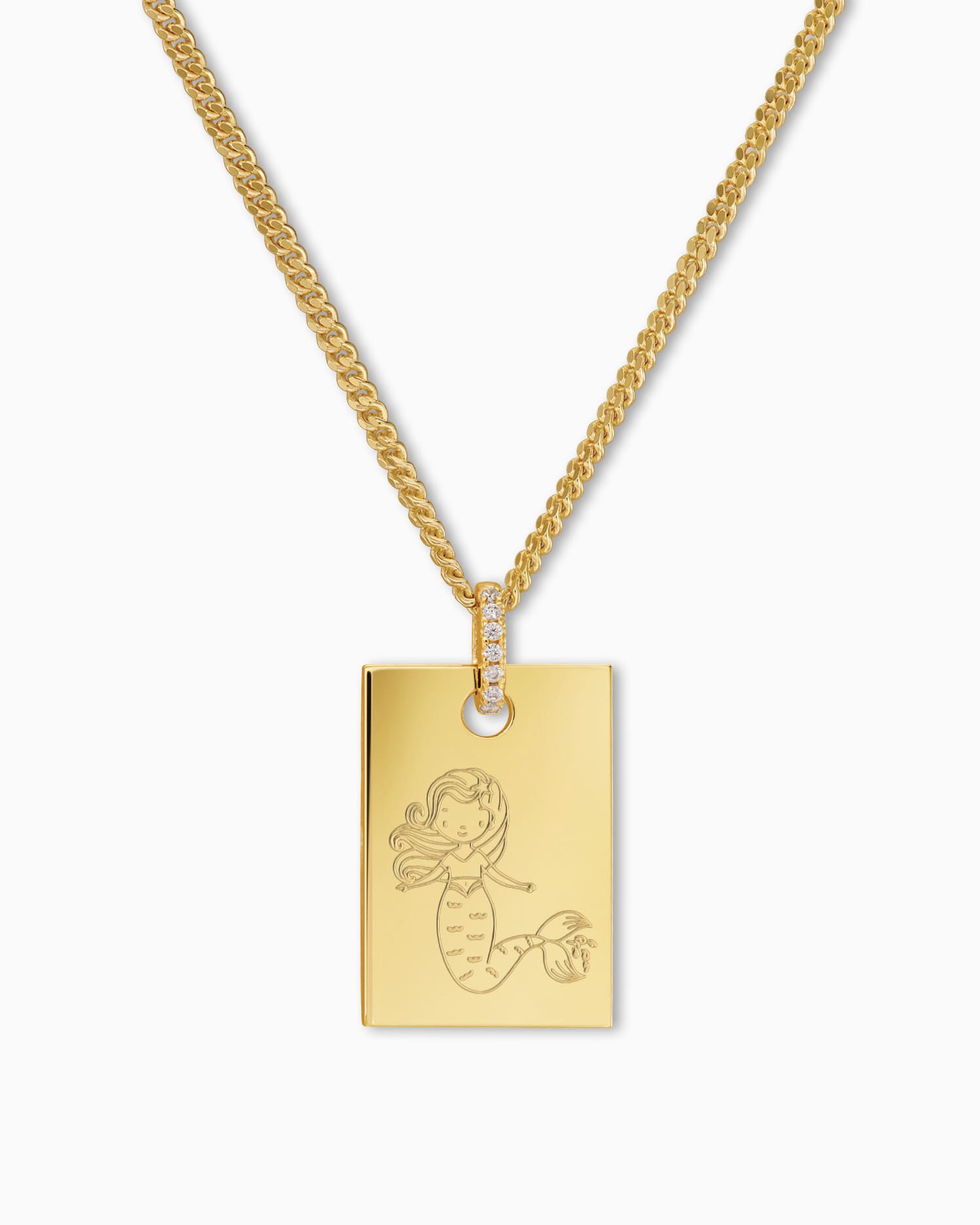 Kind symbolen graveren platen ketting hanger zirkonia vierkant