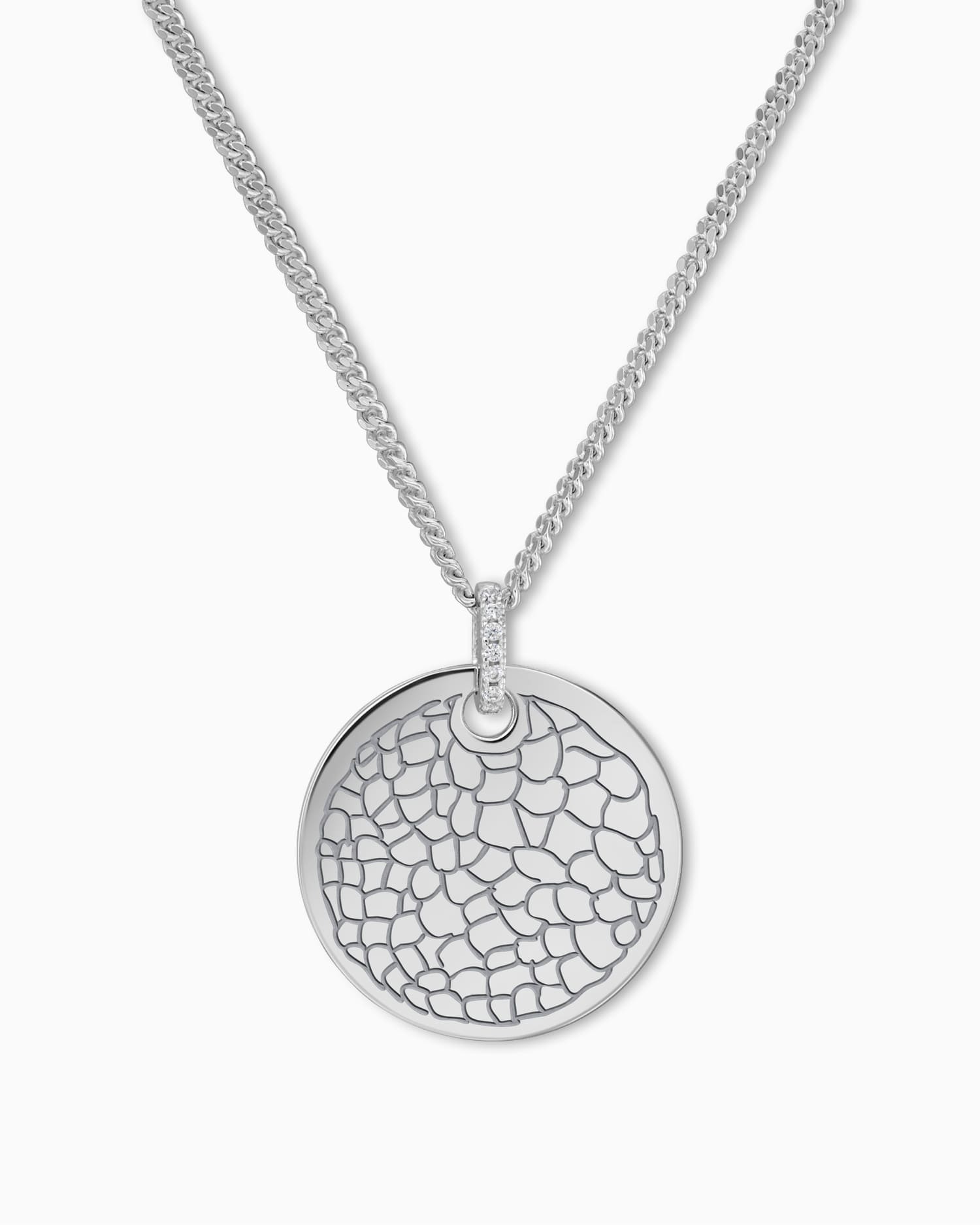 Neus print graveren platen ketting hanger zirkonia rond