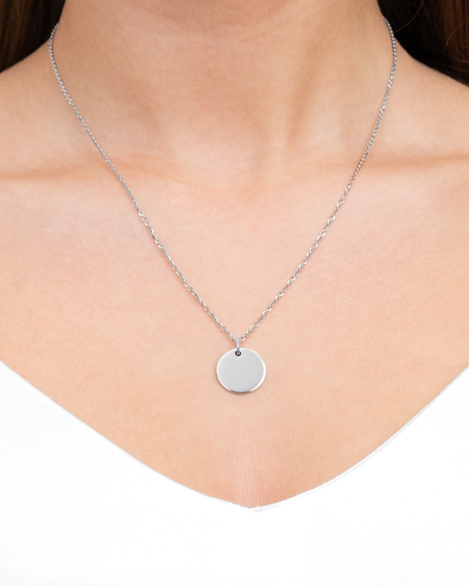 Pootafdruk graveerplaatjes halsketting hanger zirkonia rond - Gravurschmuck.de