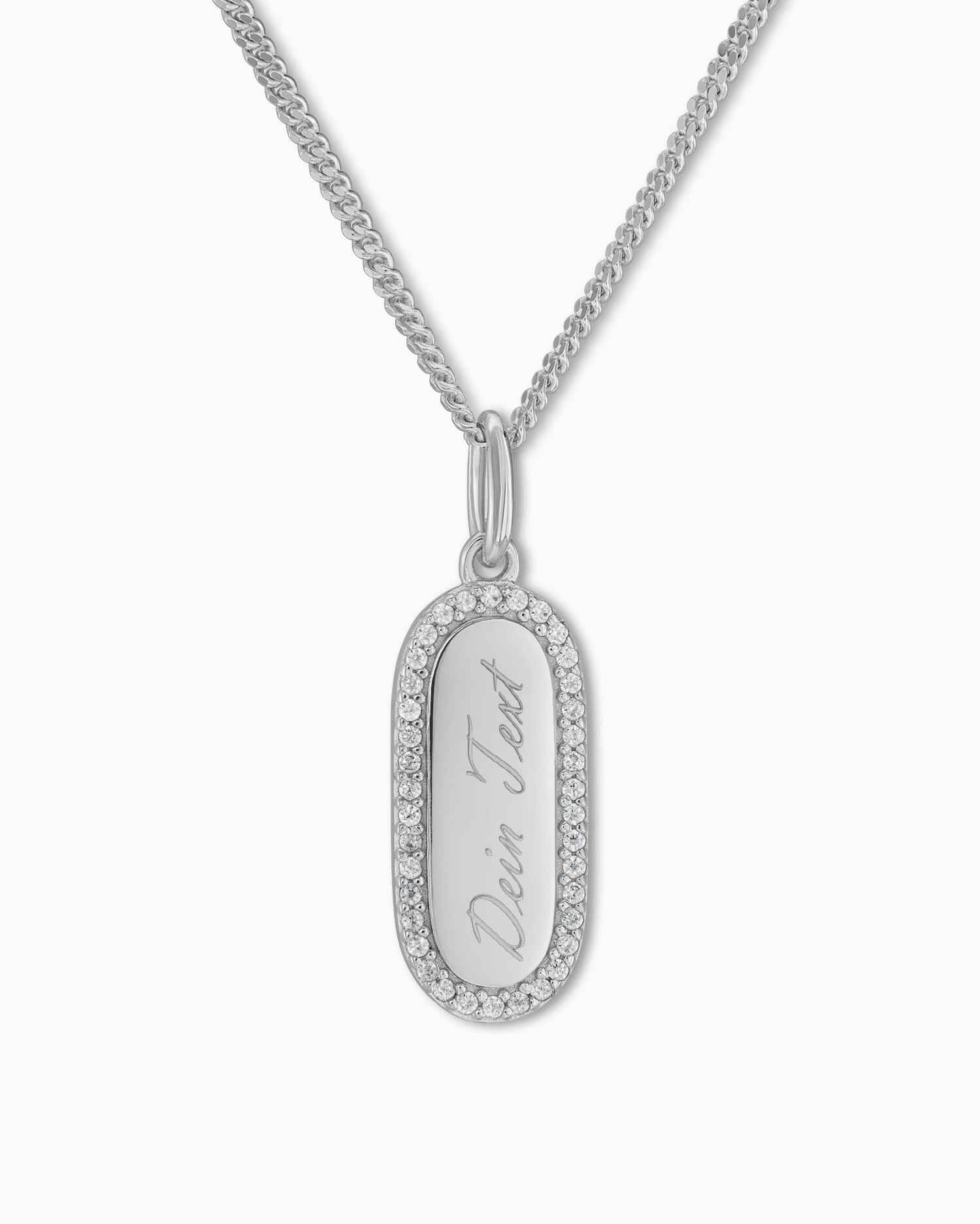 Graveerplaatjes halsketting hanger zirkonia