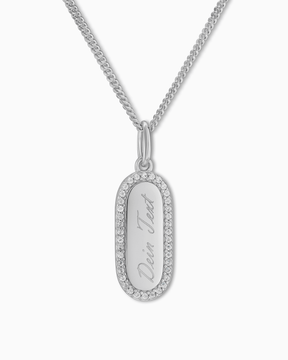Graveerplaatjes halsketting hanger zirkonia