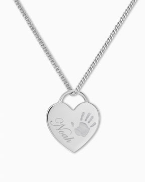 Handafdruk hart ketting graveerplaatje hanger