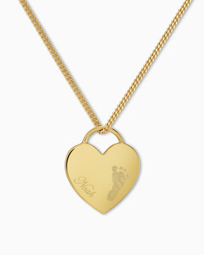 Voetafdruk hart ketting graveerplaatje hanger
