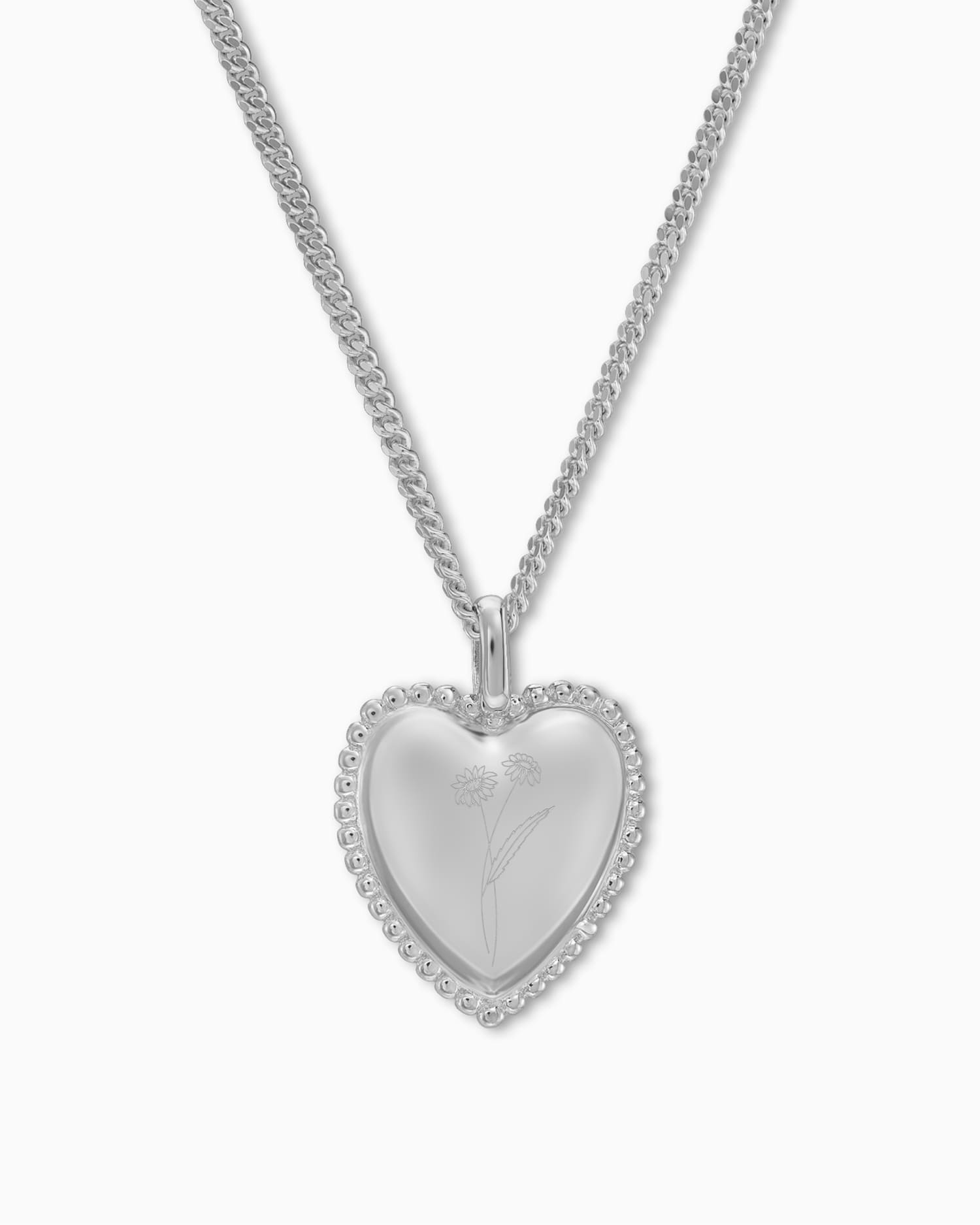Geboorte bloem hart ketting graveren plaat hanger