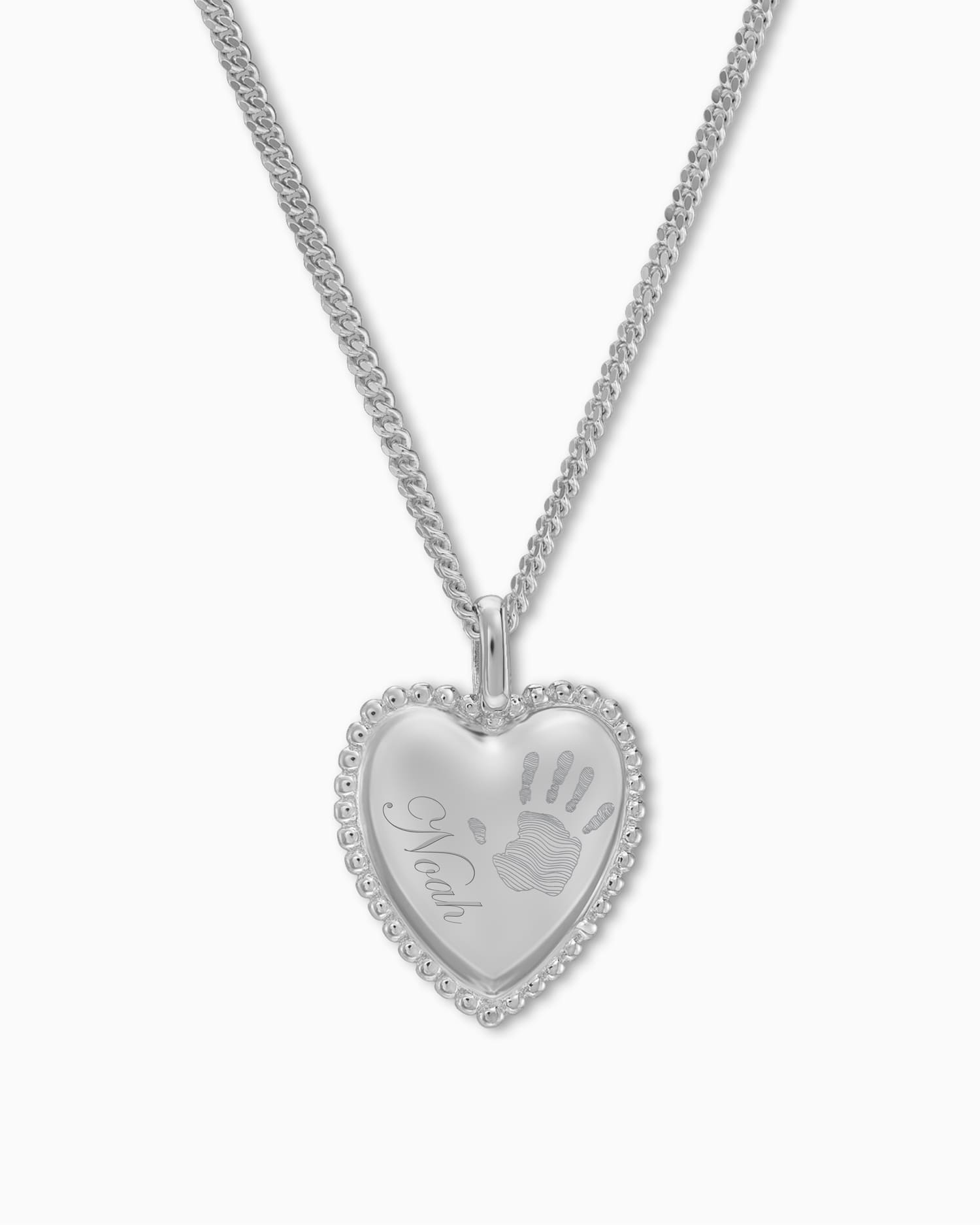 Handafdruk hart ketting graveerplaatje hanger