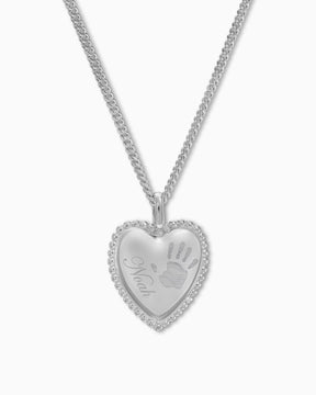 Handafdruk hart ketting graveerplaatje hanger