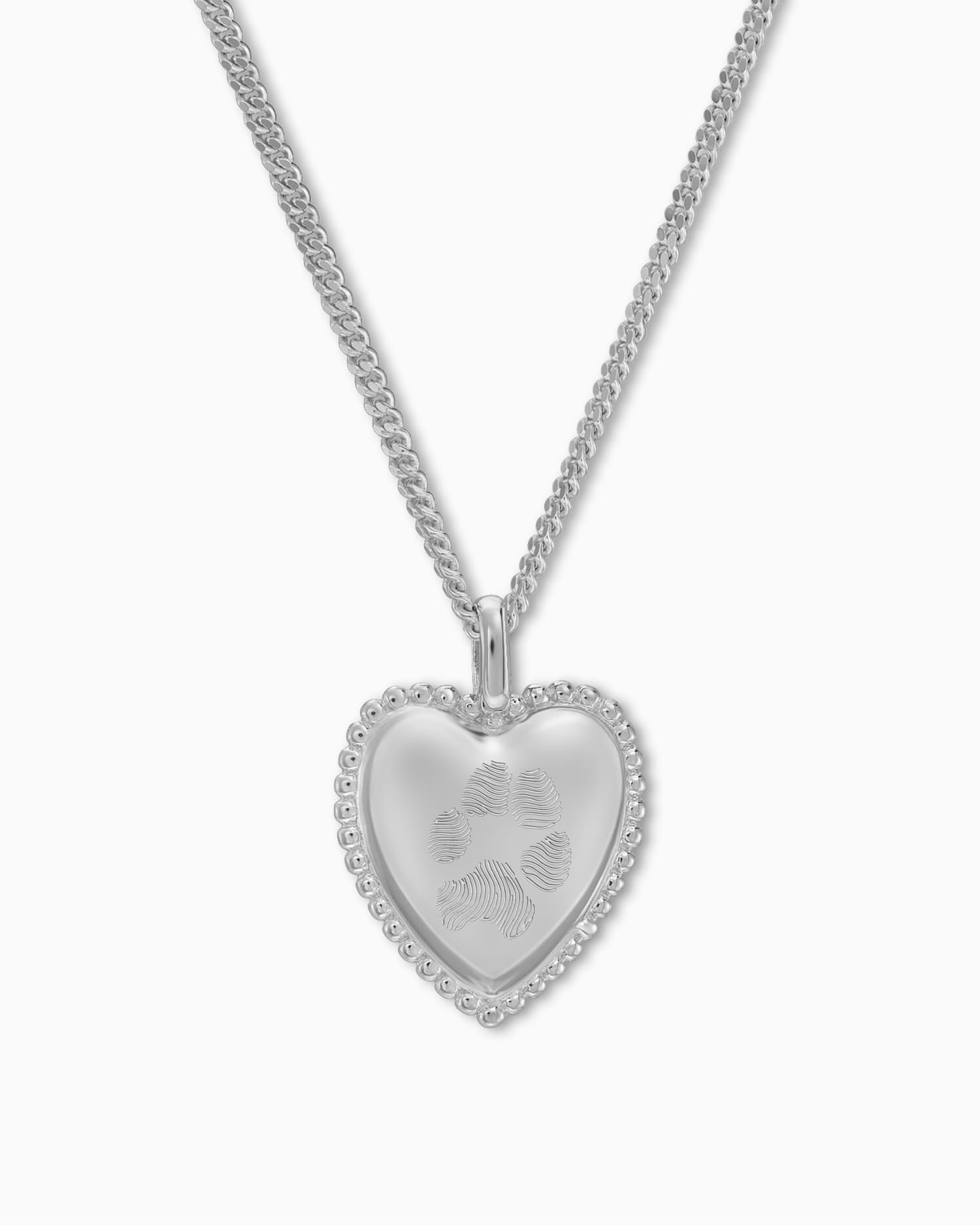 Paw print hart ketting graveerplaatje hanger - Gravurschmuck.de