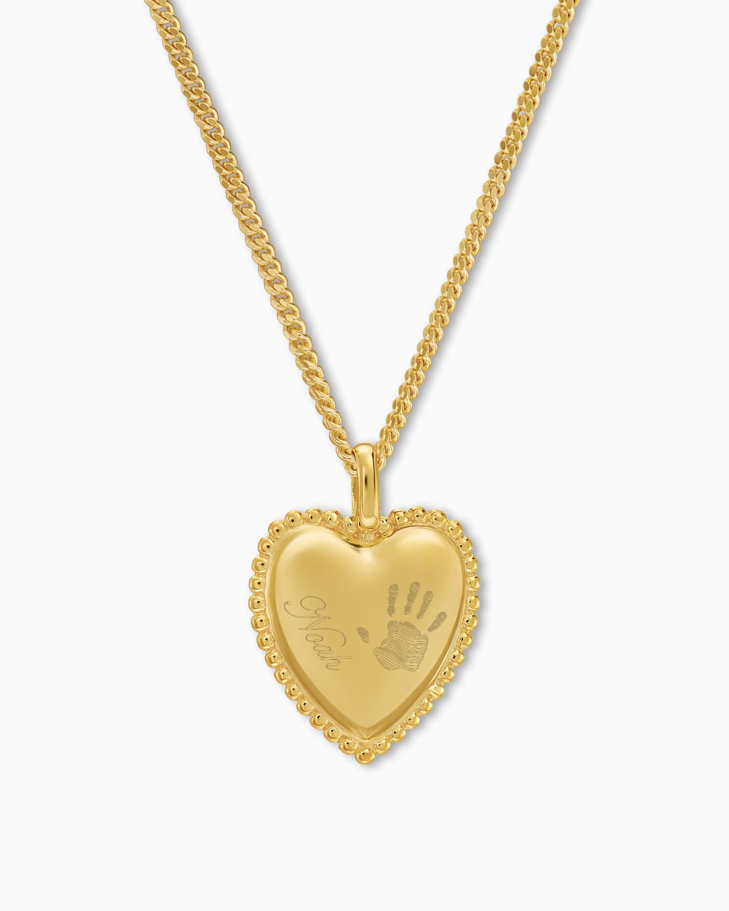 Handafdruk hart ketting graveerplaatje hanger