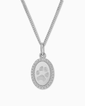 Pootafdruk graveerplaten halsketting hanger ovaal - Gravurschmuck.de