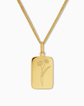 Geboorte bloem graveren platen ketting hanger vierkant
