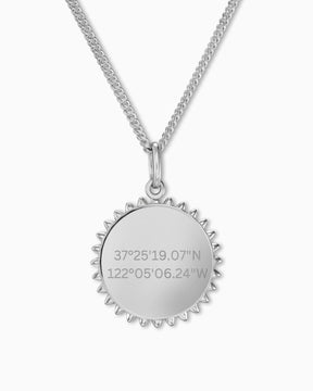 Coördinaten zon ketting graveerplaat hanger