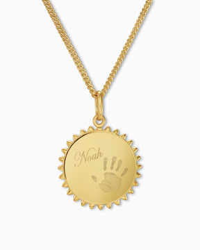 Handafdruk zon ketting graveerplaatje hanger