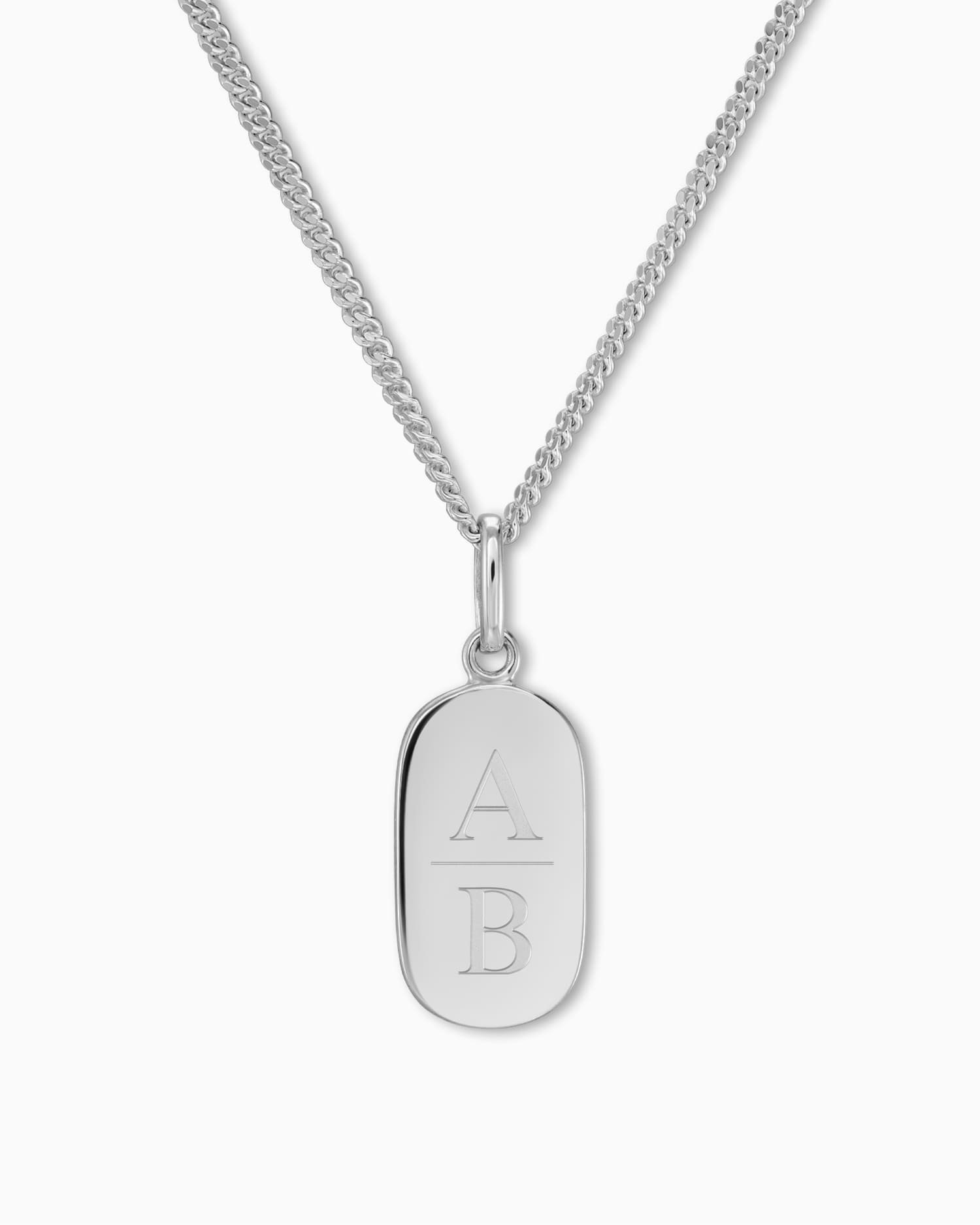 Initialen graveerplaatjes halsketting hanger ovaal