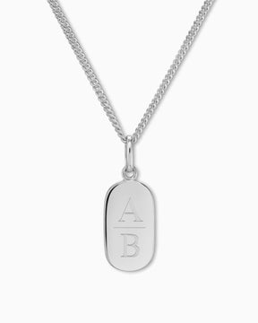 Initialen graveerplaatjes halsketting hanger ovaal