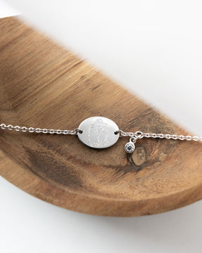 Afbeelding/grafiek upload graveren armband graveerplaat ovale zirkonia