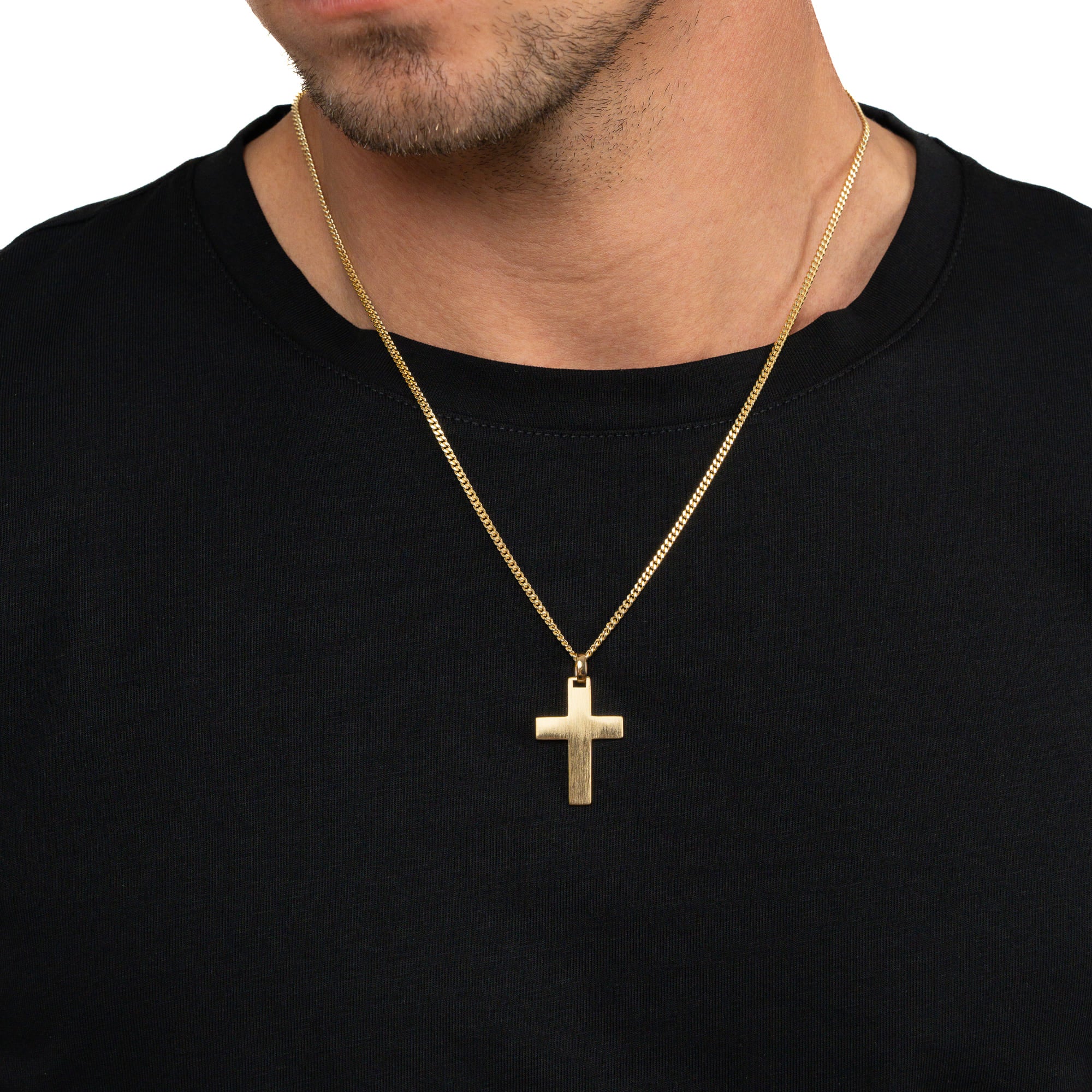 Kruis ketting graveerplaatje hanger mat