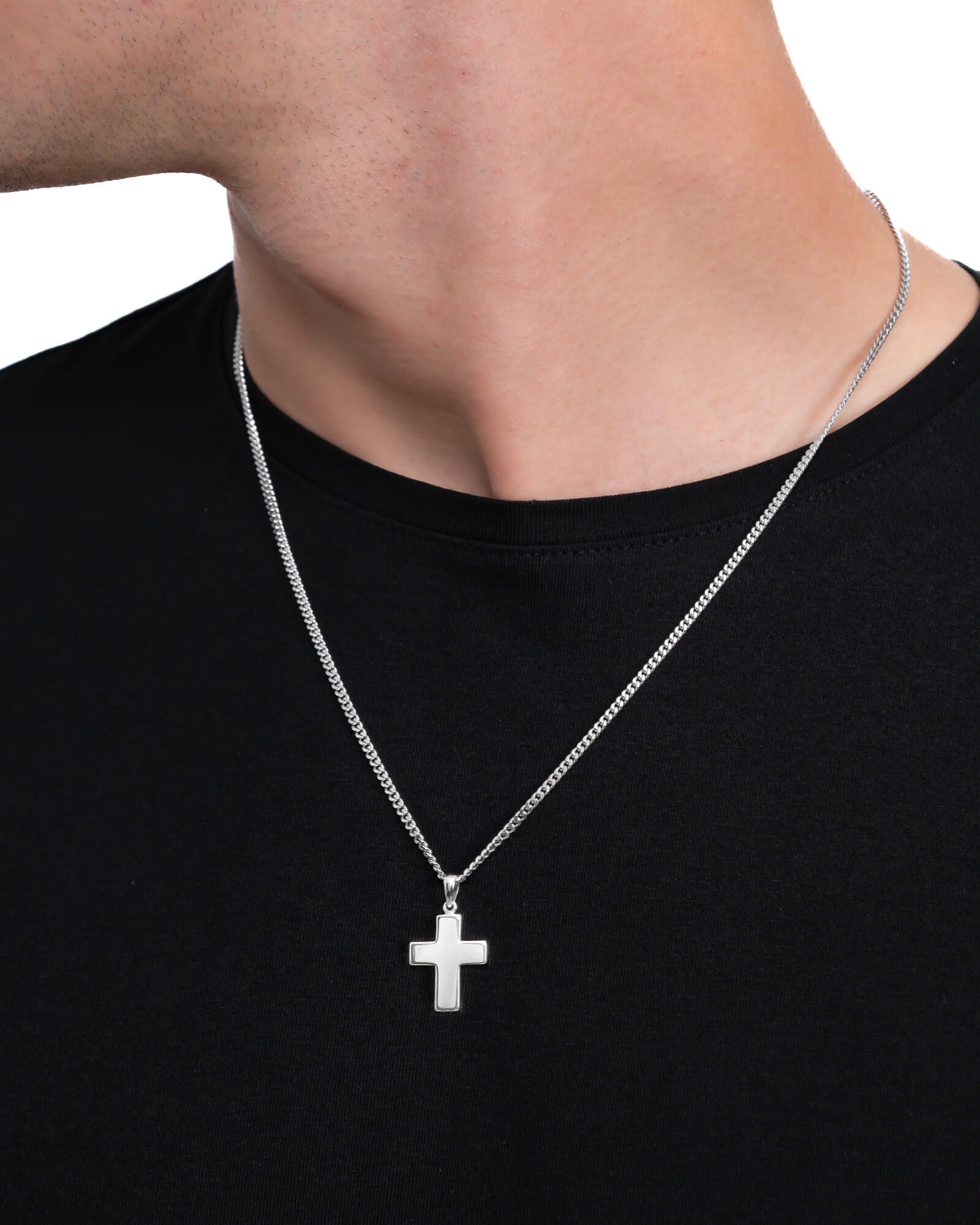 Kruis ketting graveerplaat hanger gepolijst
