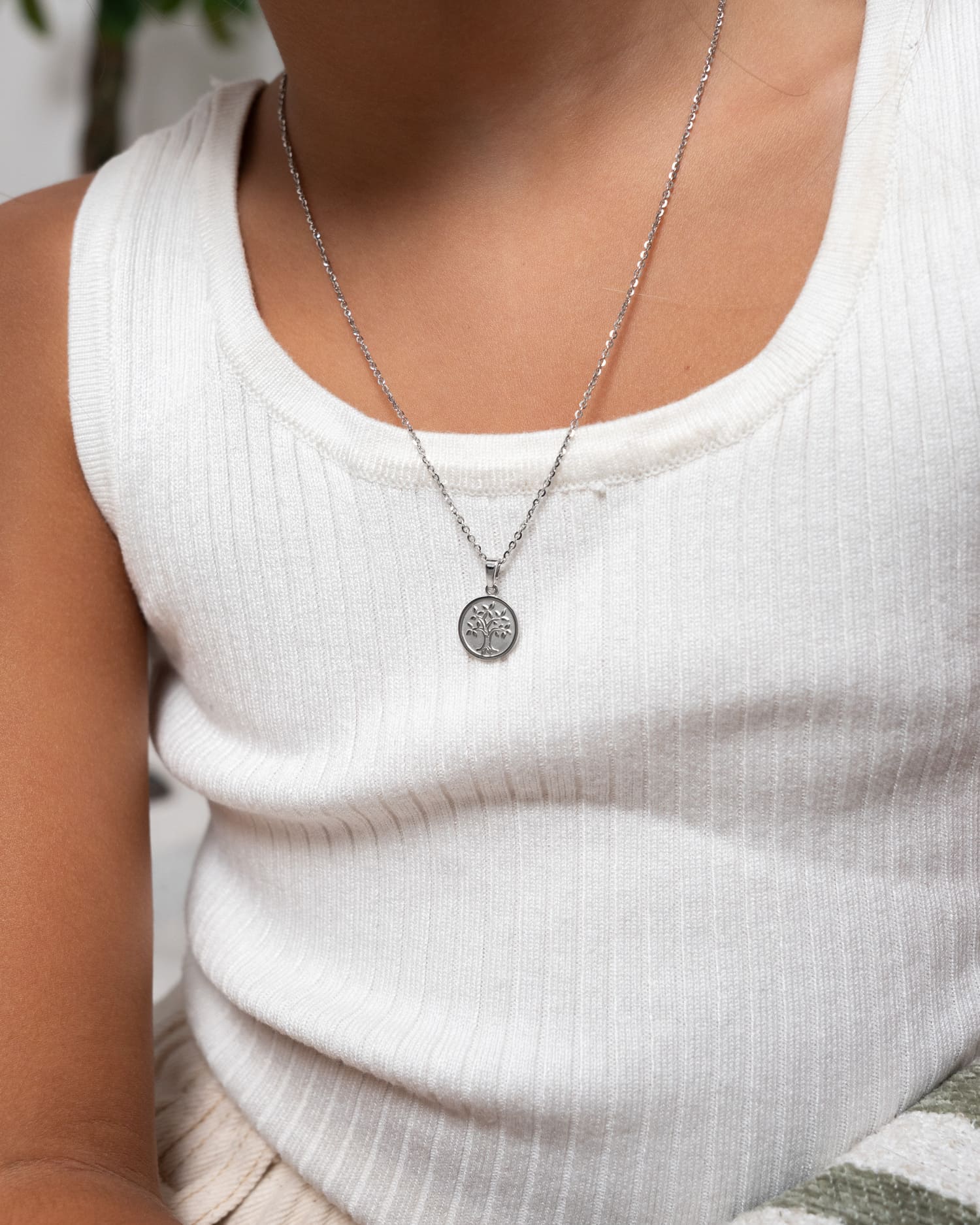 Graveerplaatjes halsketting hanger levensboom 12mm