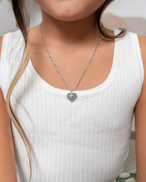 Hart ketting graveerplaatje hanger zirkonia