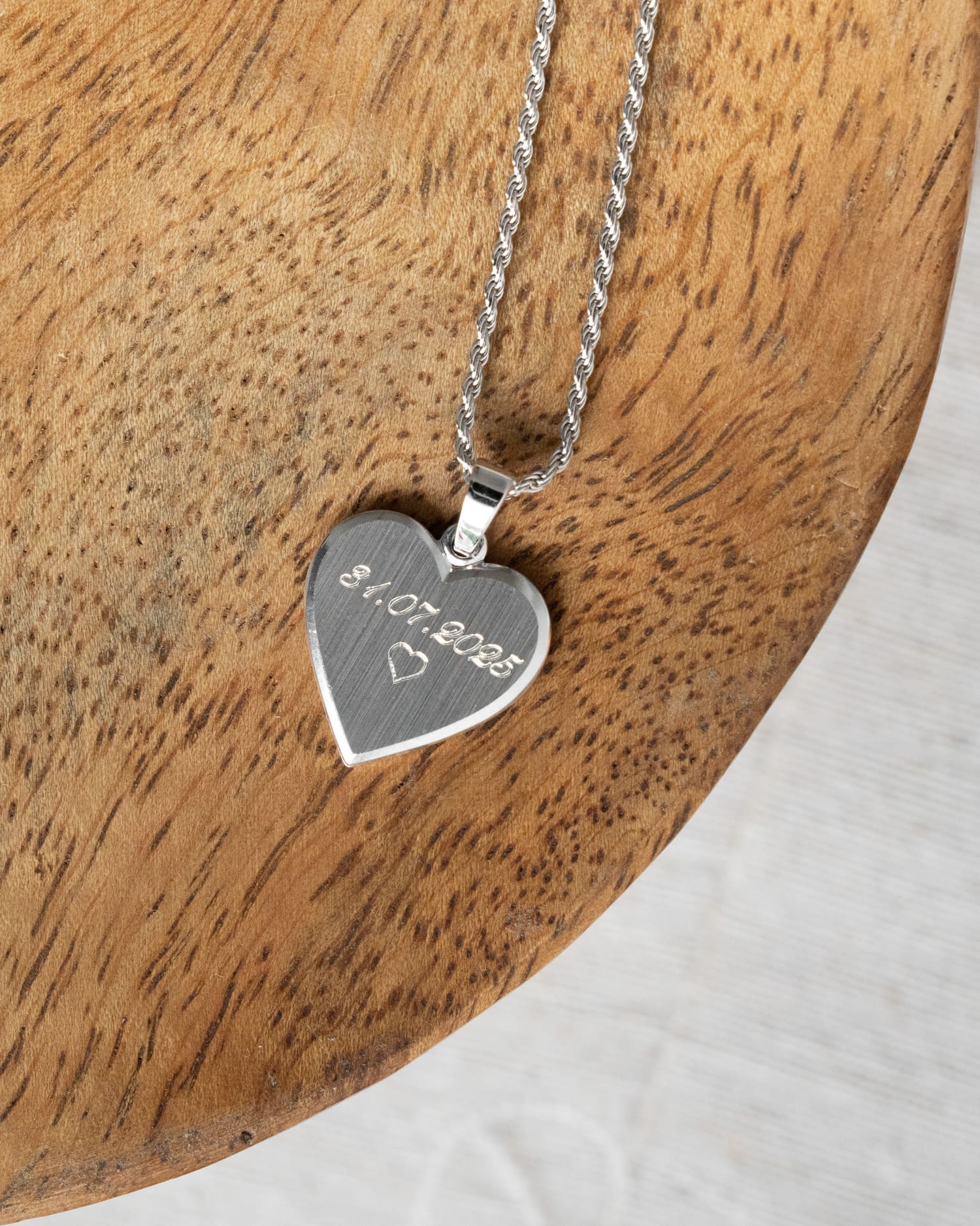 Hart ketting graveerplaatje hanger 12mm