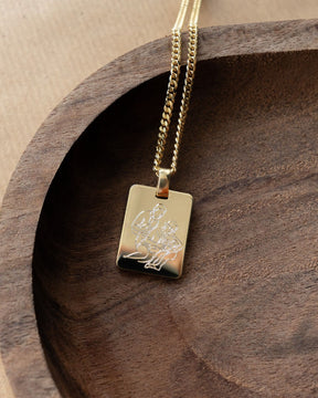 Graveerplaatjes halsketting hanger rechthoek