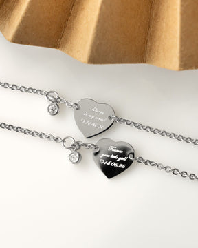 Graveerarmband graveerplaatje hart zirkonia