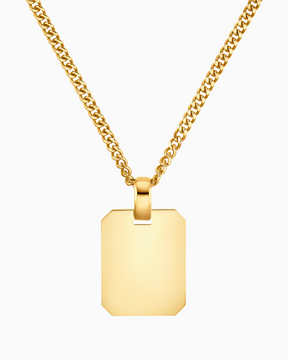 Graveerplaatjes halsketting hanger achthoek