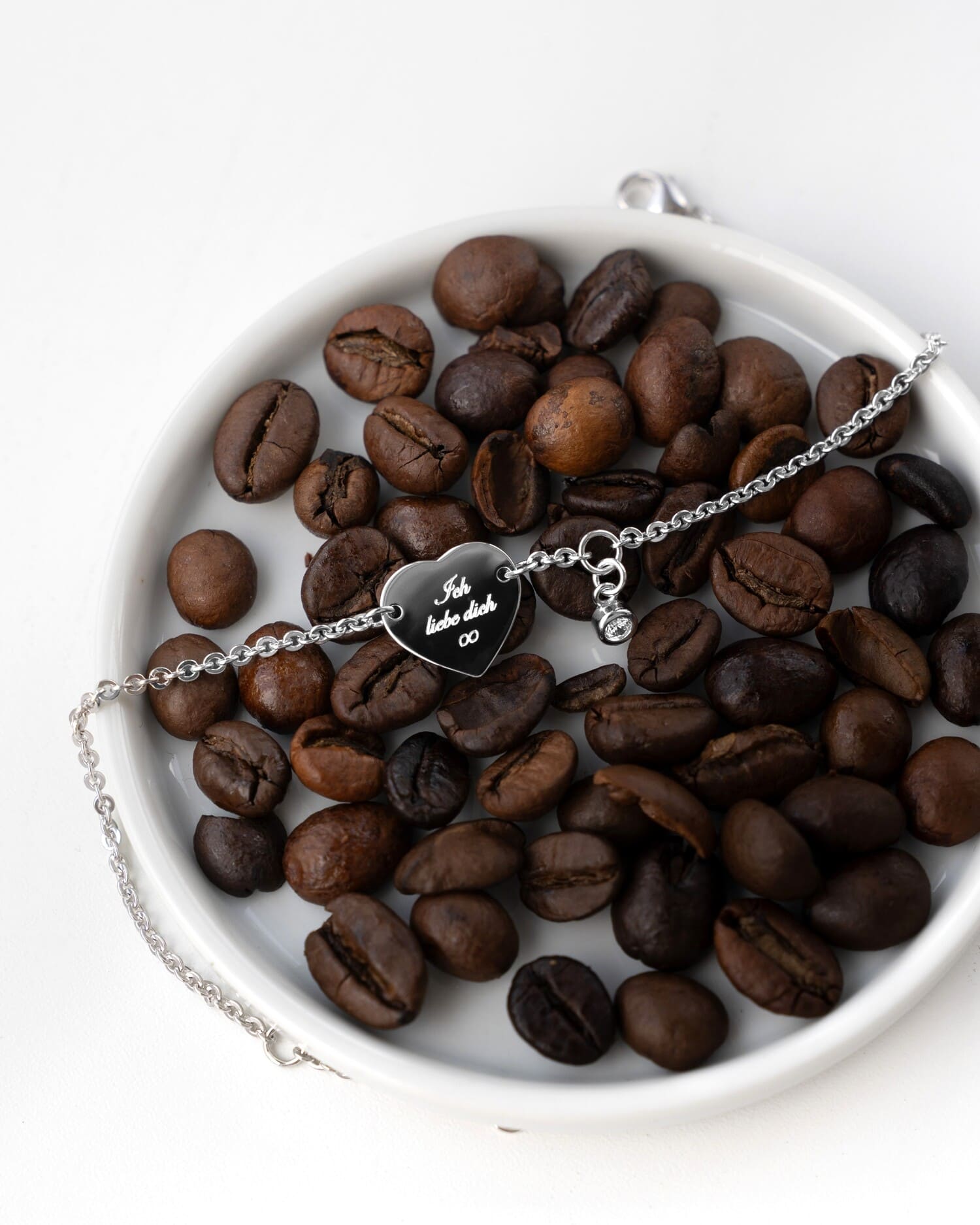 Graveerarmband graveerplaatje hart zirkonia