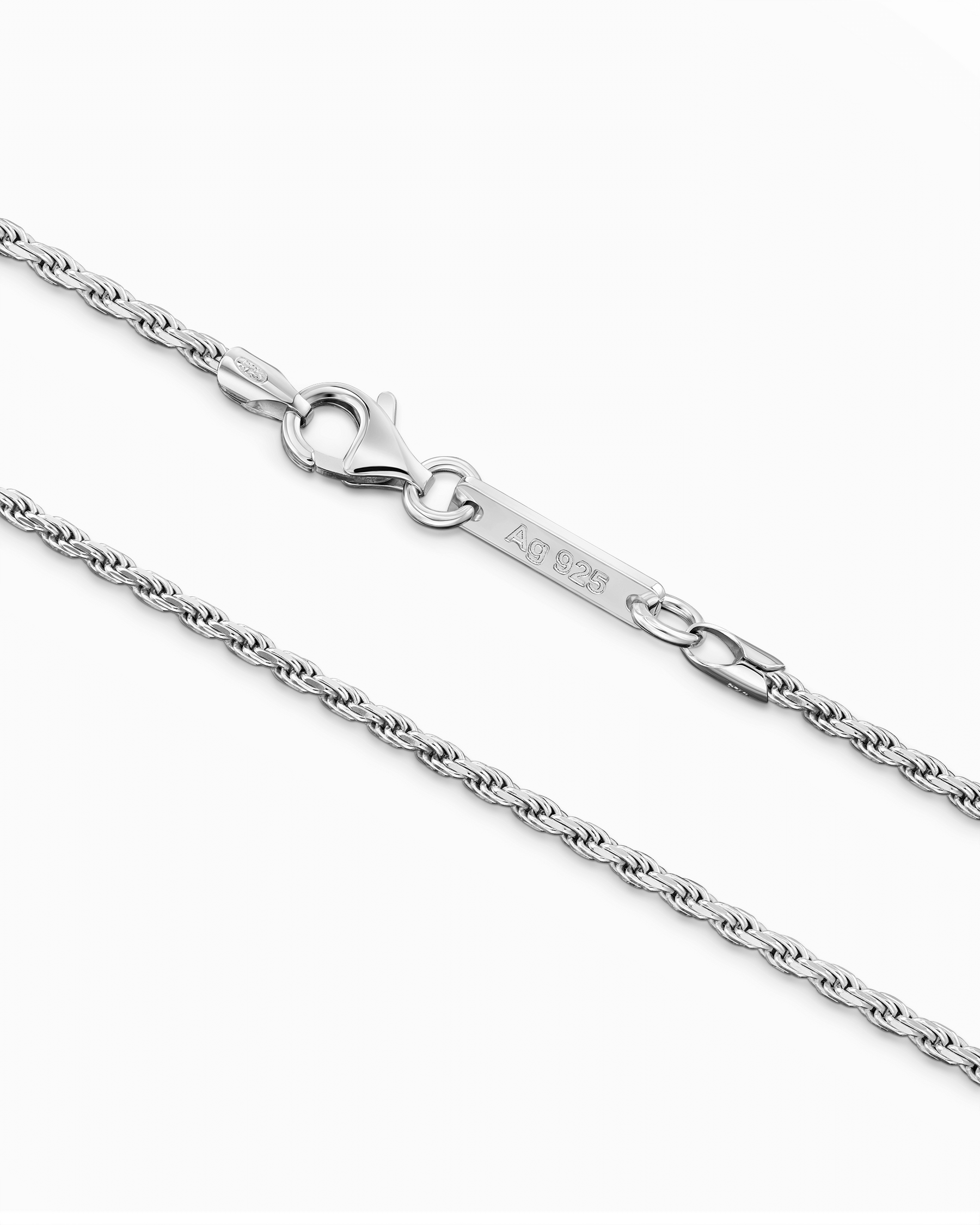 Koord halsketting 925 zilver gerhodineerd 2.00mm