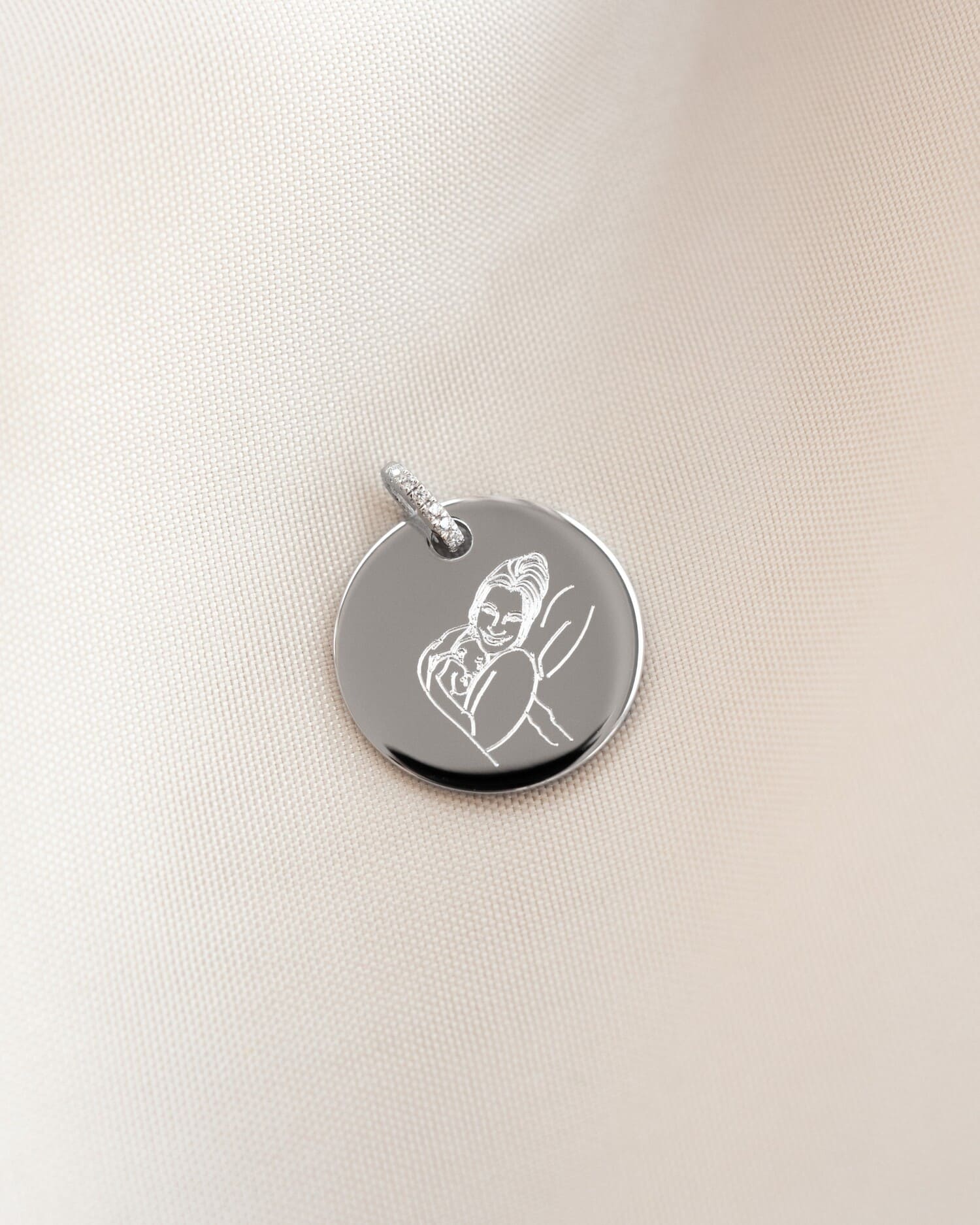 Graveerplaatjes halsketting hanger zirkonia rond