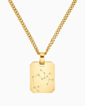 Znak zodiaku grawerowanie płytki naszyjnik wisiorek ośmiokąt